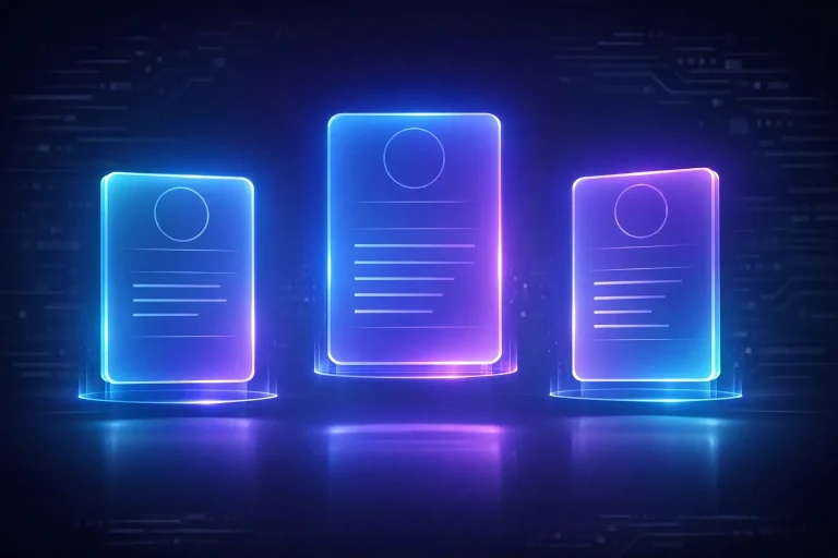 Clean modern pricing interface with three floating